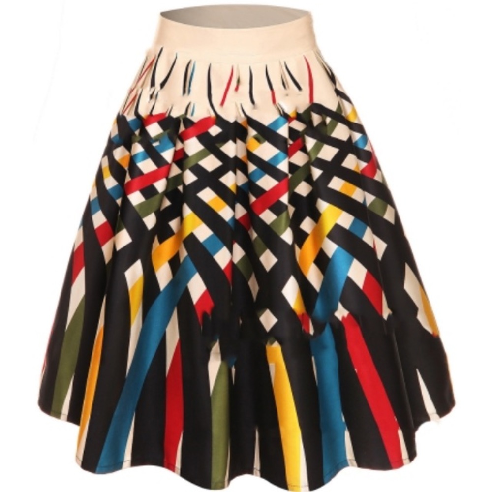 Retro print, full skirt, size medium